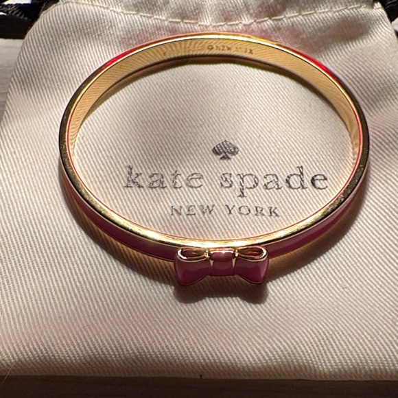 Kate Spade Gold and Pink Bow Bangle like new - Picture 7 of 7